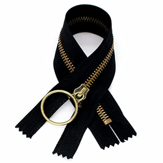 10Pcs 9 Inch Zipper (23Cm) #5 Antique Brass Plated Metal Zippers Close