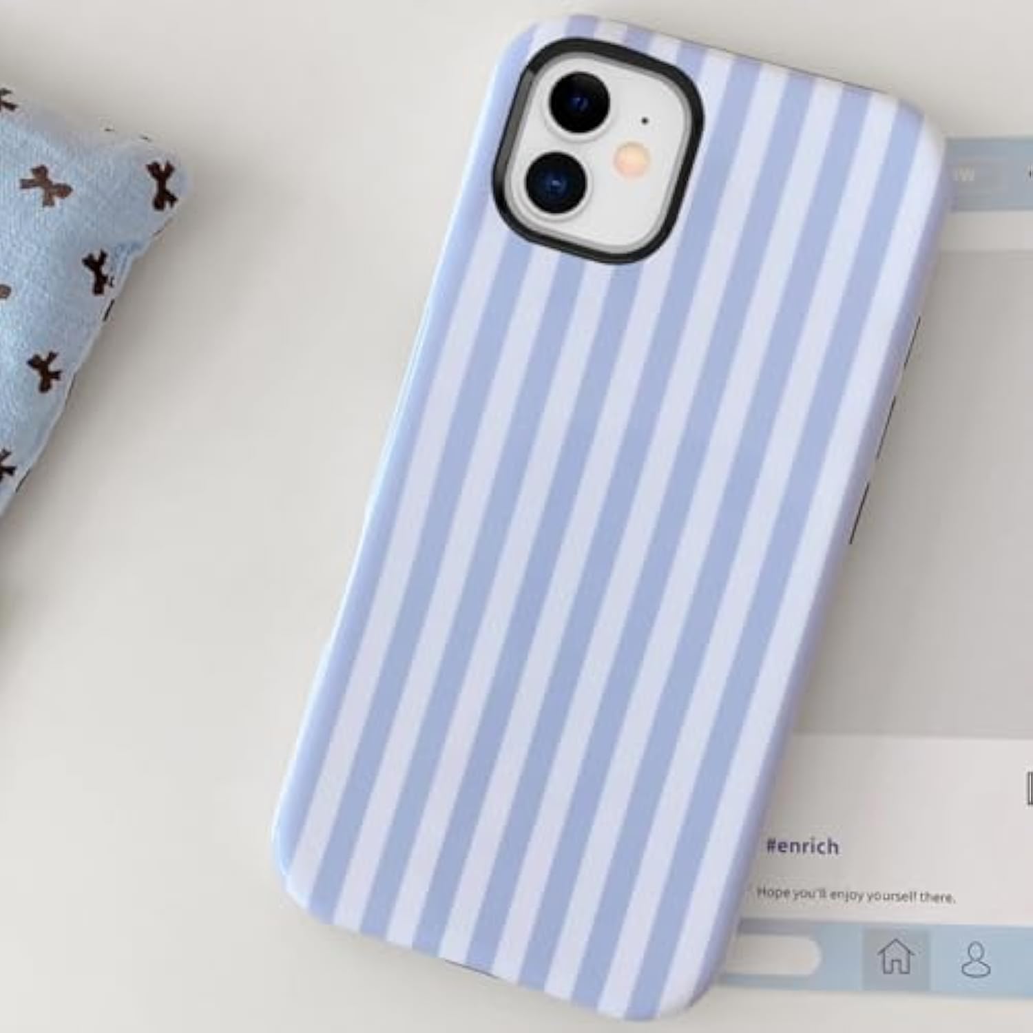 Cute Case For Iphone 12 Mini, Striped Phone Case For Iphone 13 Mini Aesthetic Pattern Design, Hybrid 2-Layer Shockproof Protective Cover For Girls Women (Blue,12Mini/13Mini)