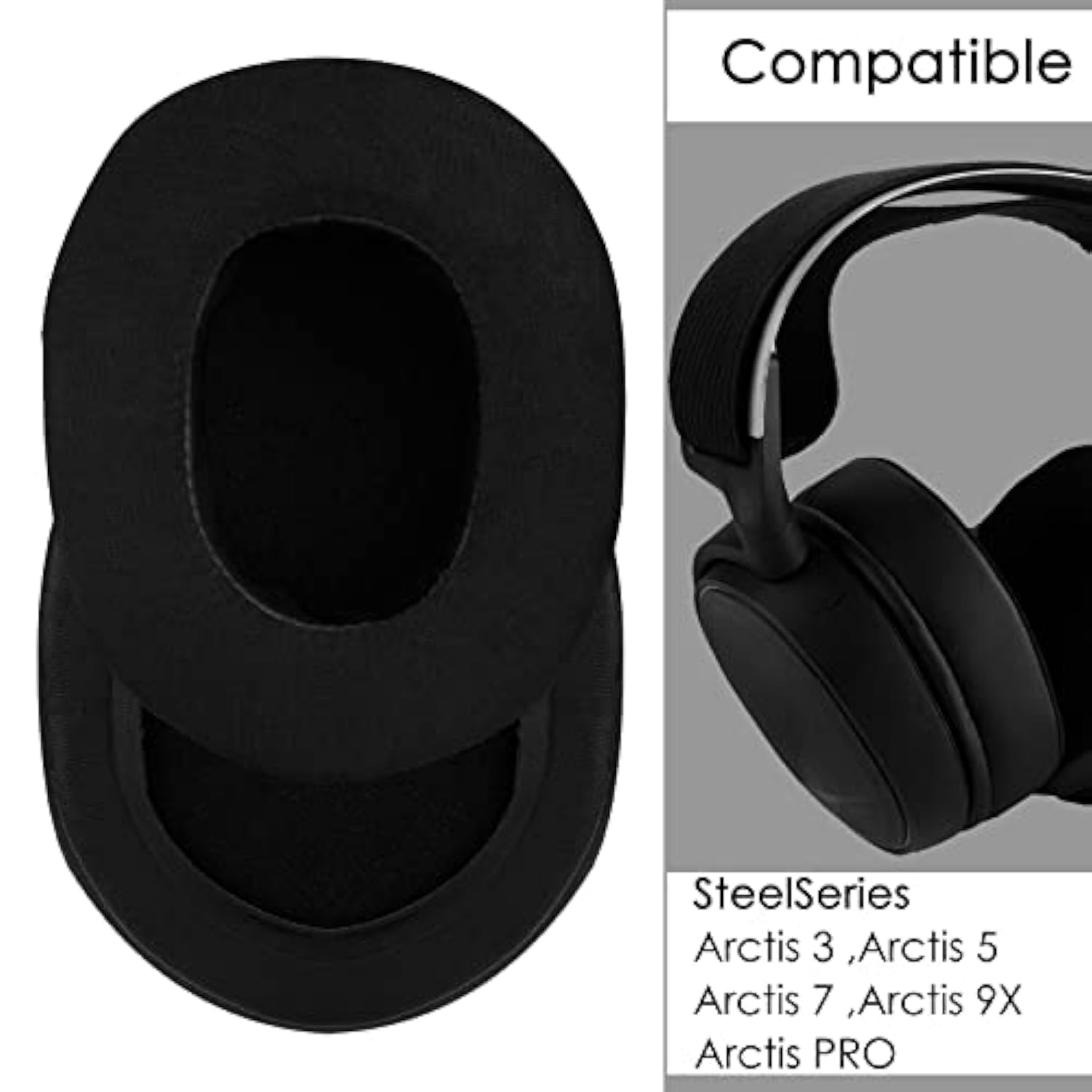 Replacement Ear Pads For Steelseries Arctis 1/3/ 5/7/ 9X/ Pro Headphones Ear Cushions, Headset Earpads (Cooling-Gel/Black)
