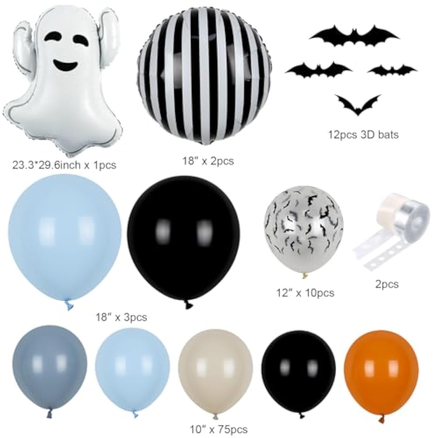 Halloween Baby Shower Balloon Arch Kit: Ghost, Bats & Retro Colors