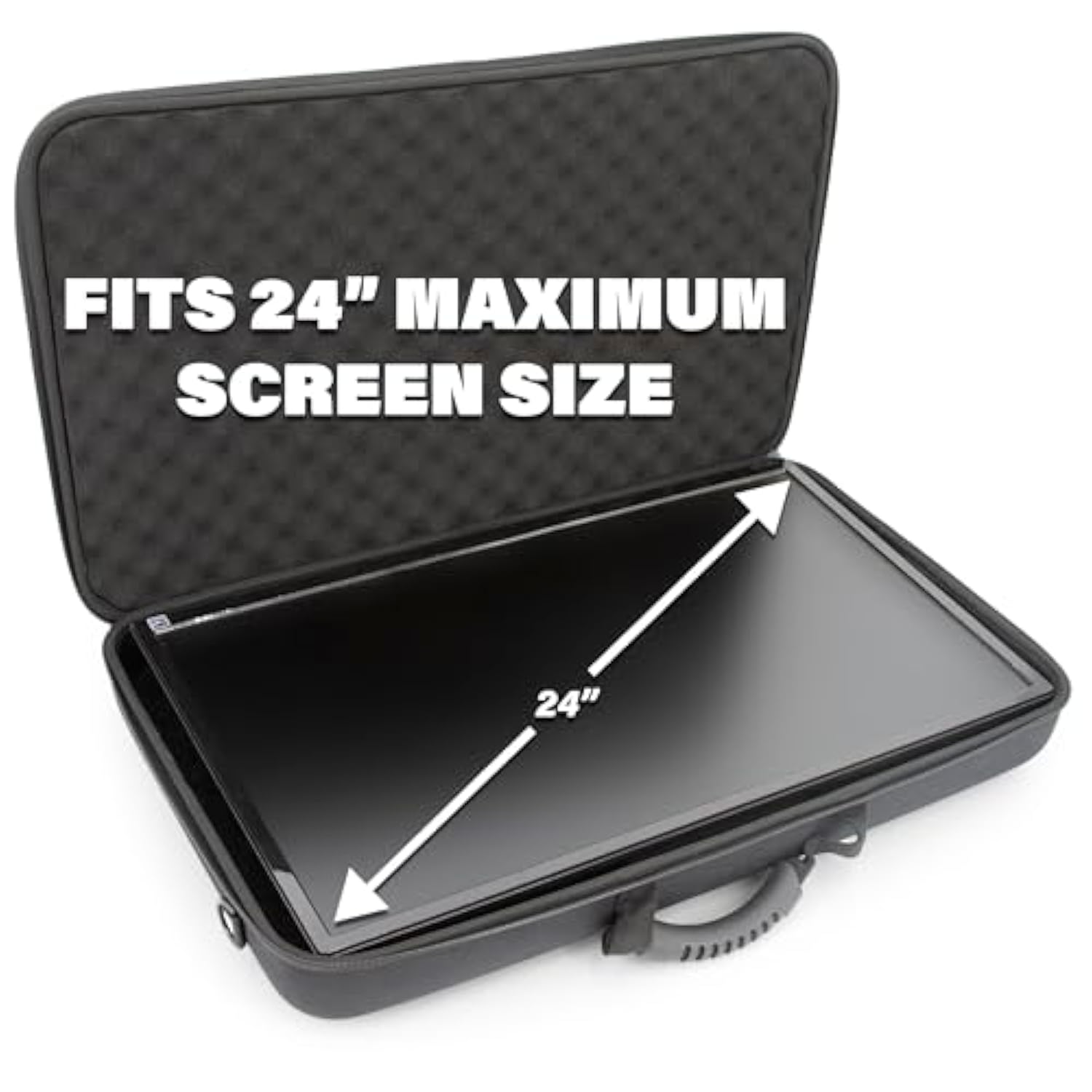 CASEMATIX Portable Monitor Case for 15.6" to 24" Gaming Monitors or Laptops, Hard Shell EVA Screen Cover with Padded Foam, Fits Accessories for 15.6 to 17.3 Inch Screens (Black)