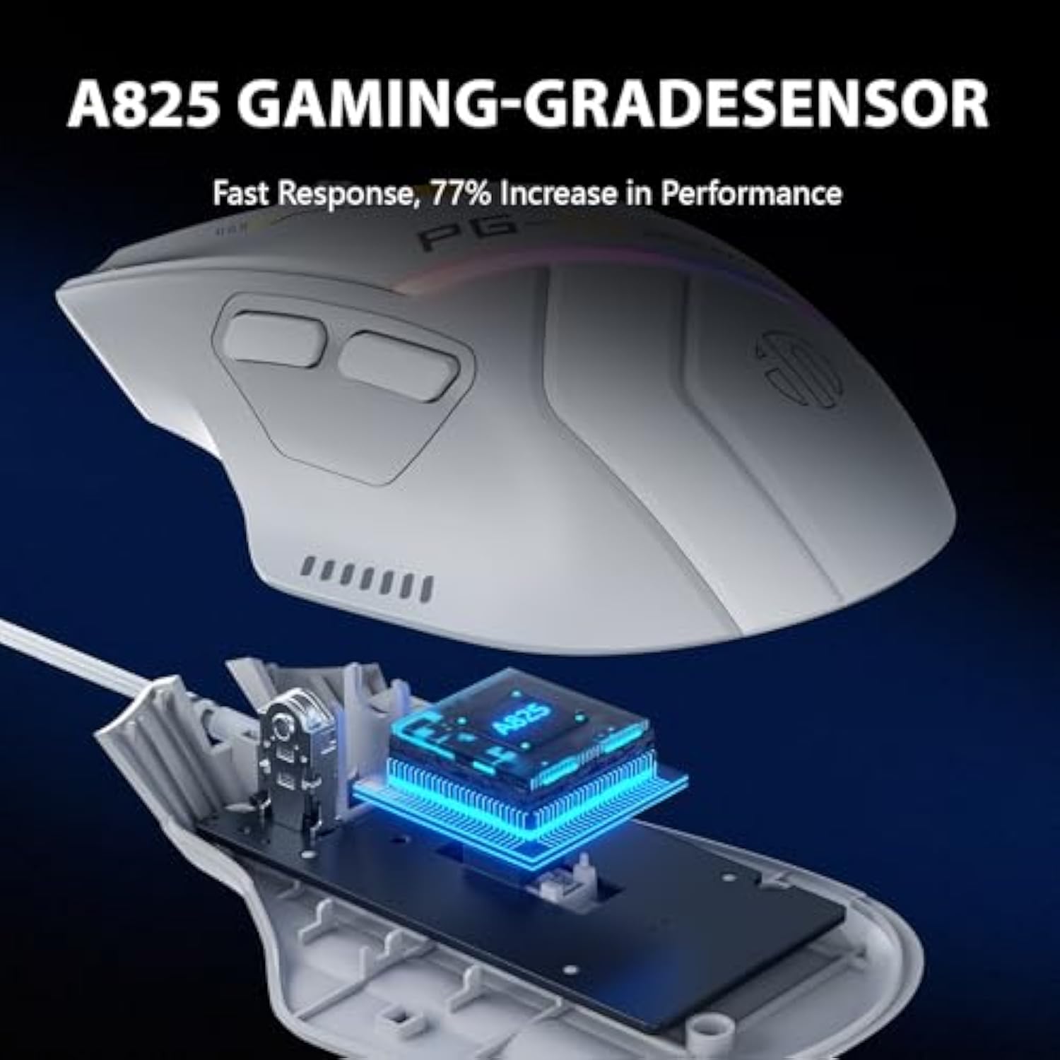 Pg1 Wired Computer Gaming Mouse Ergonomic, 12800 Dpi High-Precision, 6 Programmable Buttons, Rgb Backlit For Gaming - White Gray