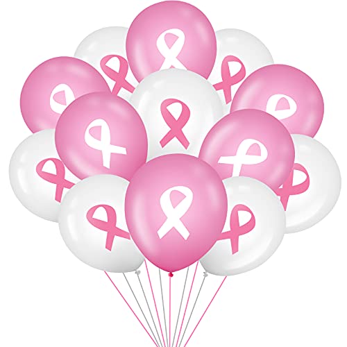100 Pcs Breast Cancer Awareness Balloons 12 Inch, Pink, White
