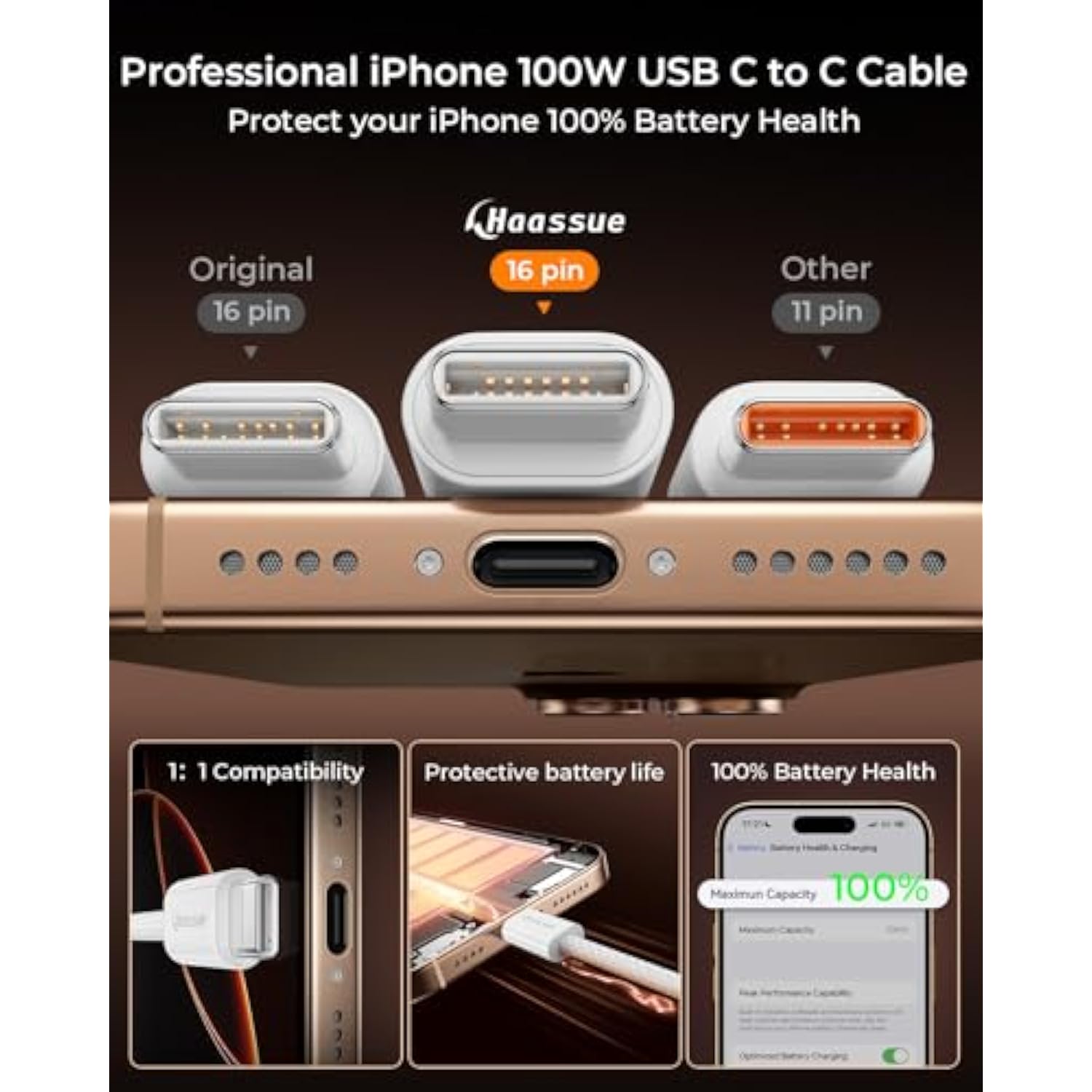 3-Pack 100W Iphone 17 Charger Cable [10Ft+6.6Ft+3.3Ft] Usb C To Usb C Cable, Nylon Braided Usbc To Usbc Fast Charging Carplay Cable For Iphone 16 Pro Max Air 15, Macbook Pro, Ipad Pro