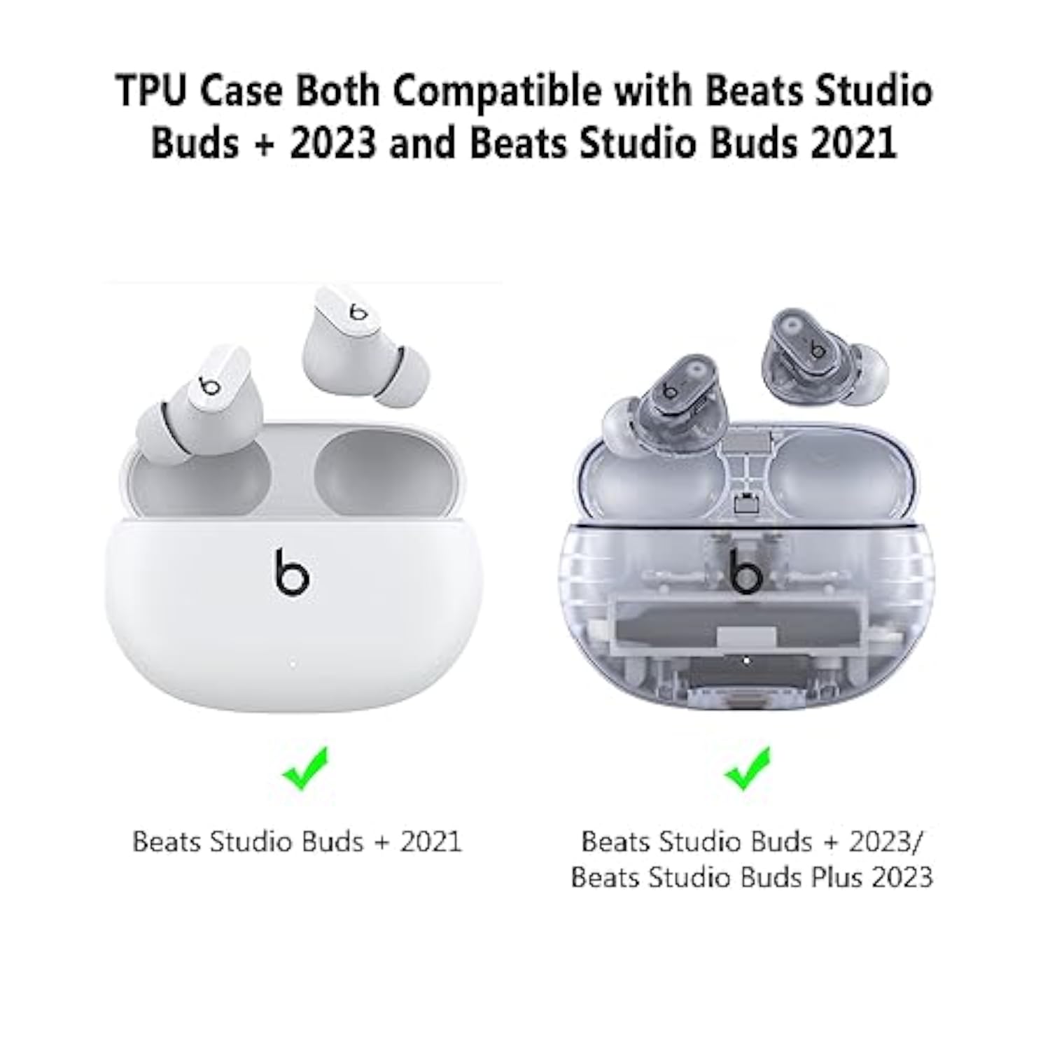 Clear Glitter Case for Beats Studio Buds 2021, Shockproof Soft TPU Case with Keychain, Compatible with Beats Studio Buds Case Cover 2023, Premium De Bayer Material, Ergonomic Design, Fashionable Shining Design, Perfect Protection for Beats Studio Buds