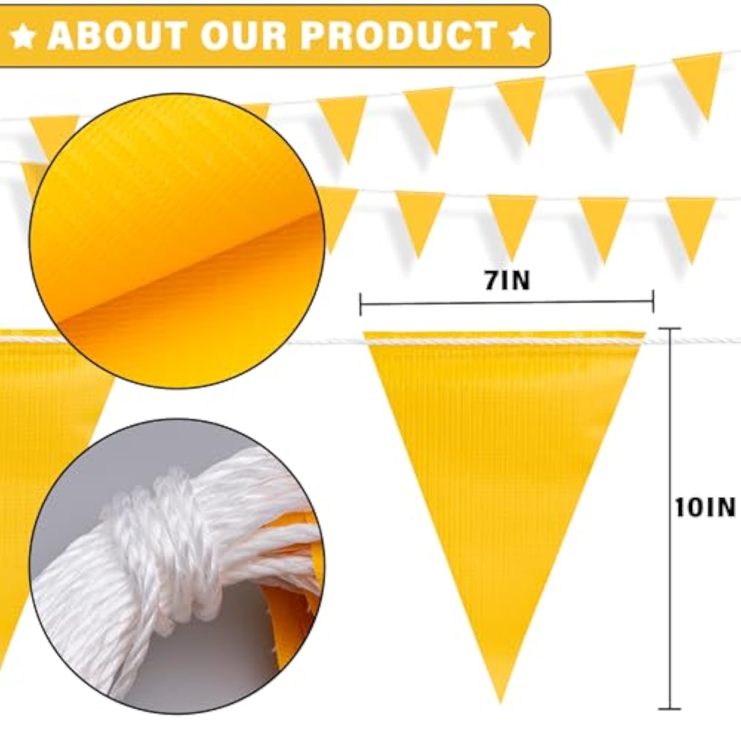 105ft Pennant Banner 45 Fluorescent Yellow Safety Flags 7x10 Inch Warning Banner