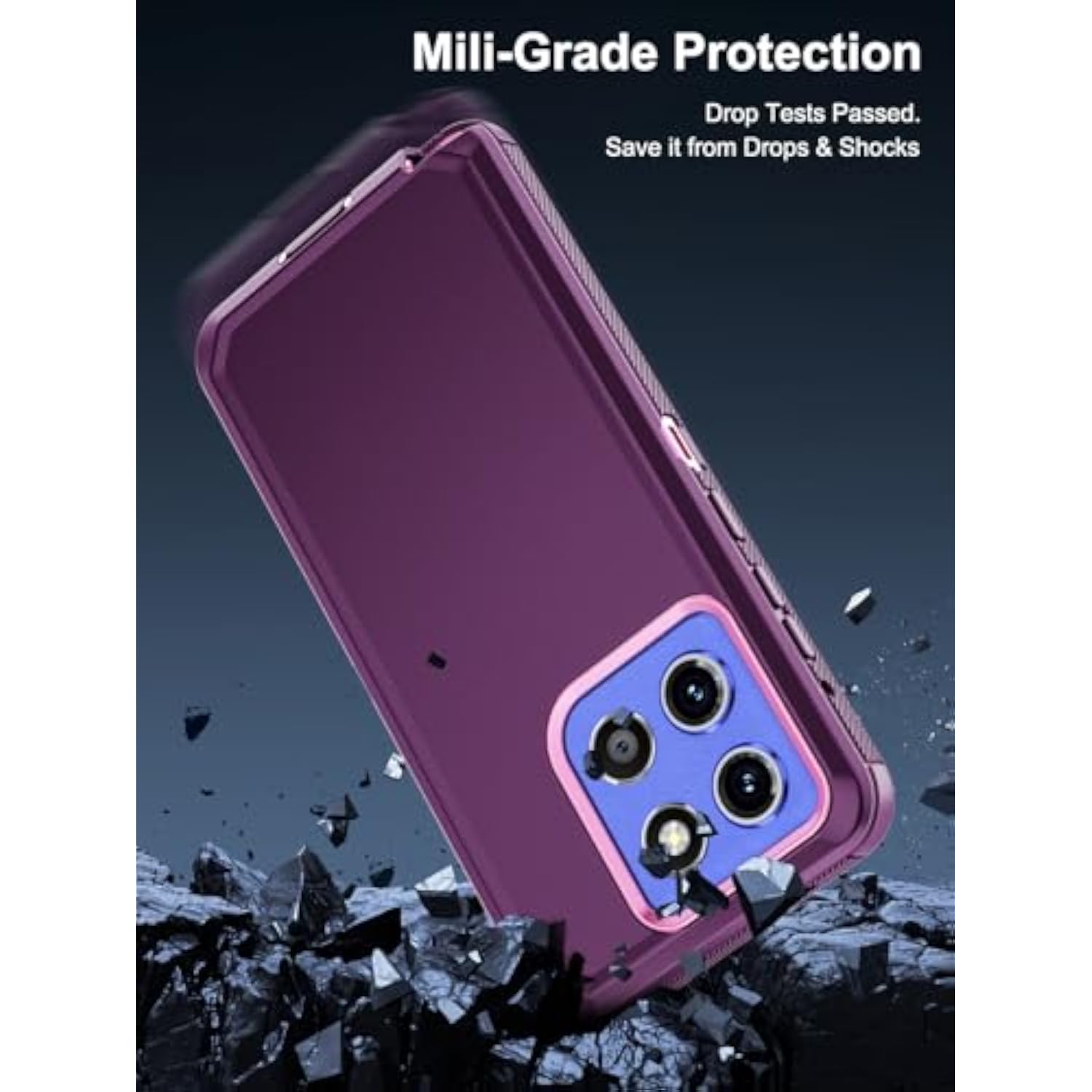 Heavy Duty Case for Moto G Stylus 2025 and 2026 Models, Purple Color