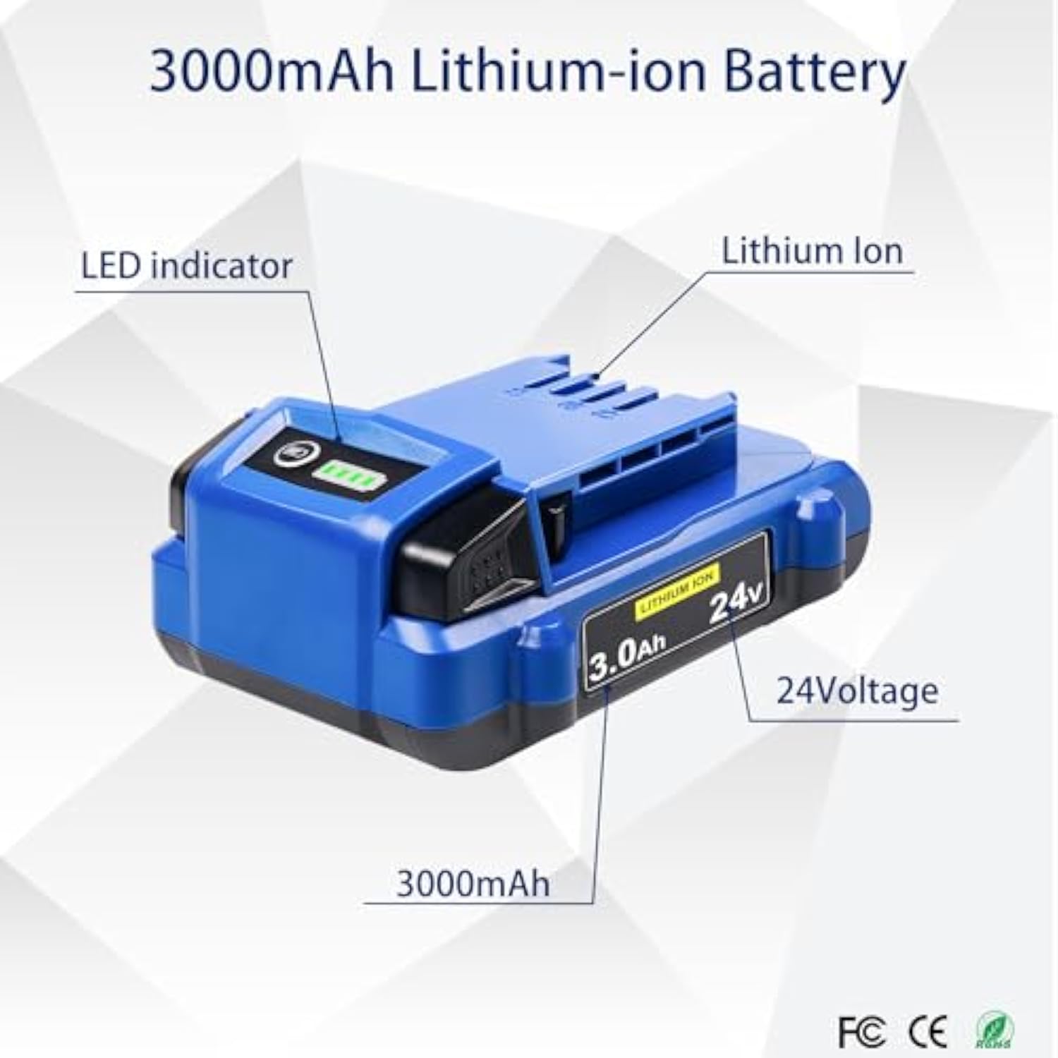 24V 3.0Ah Replacement For Kobalt 24V Battery Max Kb524-03 Kb424-03 Kb224-03 Kb124-03 Lithium Ion Cordless Tools High Capacity Battery