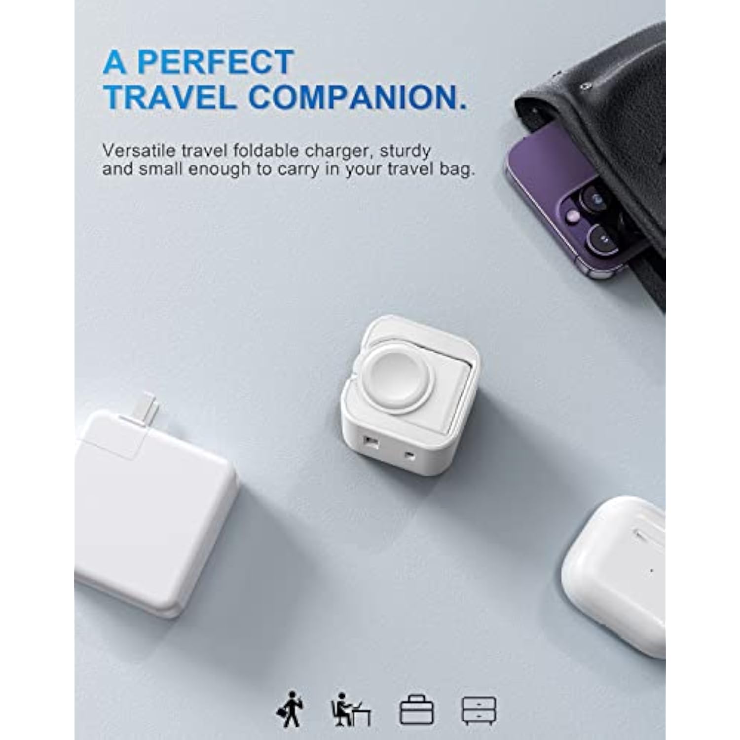 36W For Apple Charging Block With Built-In Watch Charger, Foldable Pd Fast Charger Block For Iphone, Dual Ports Wall Charger Compatible With Apple Watch Iphone Airpods (White)