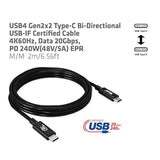 Cac-1575 Usb4 Gen3X2 Type C To Type C Bi-Directional Cable With 240W Charging, 20Gbps Data Transmission And Supports 4K60Hz Video 2M - 6.56Ft