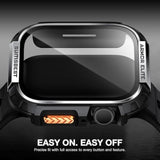 Metal Rugged Case For Apple Watch 44Mm Case, Shockproof Protective Case Bumper Full-Metal Bezel 9H Tempered Glass Screen Protector Cover For Iwatch 6 5 4 Se