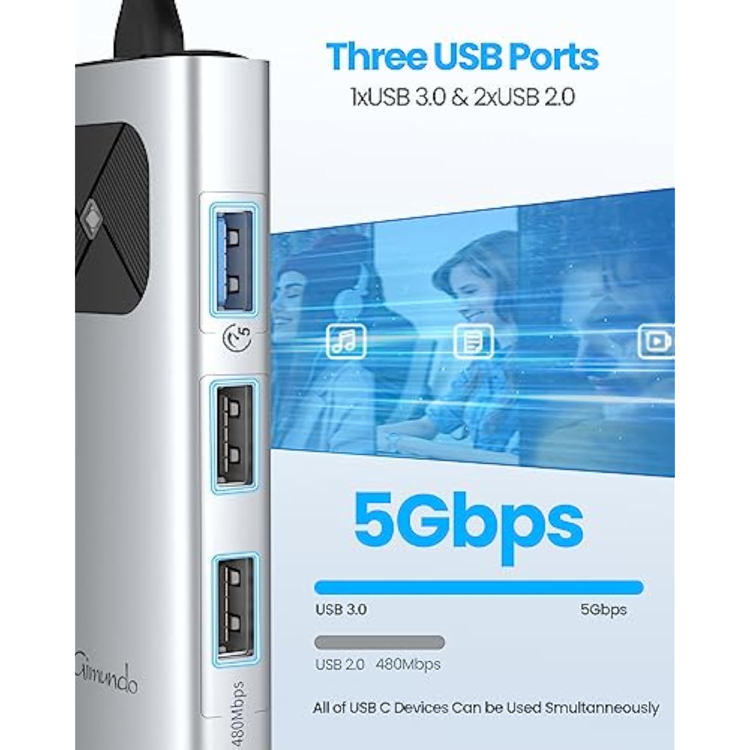 Usb C Hub With Hdmi, Pd60W Charging, 3Xusb-A Ipad Pro/Air Docking Station, Alu