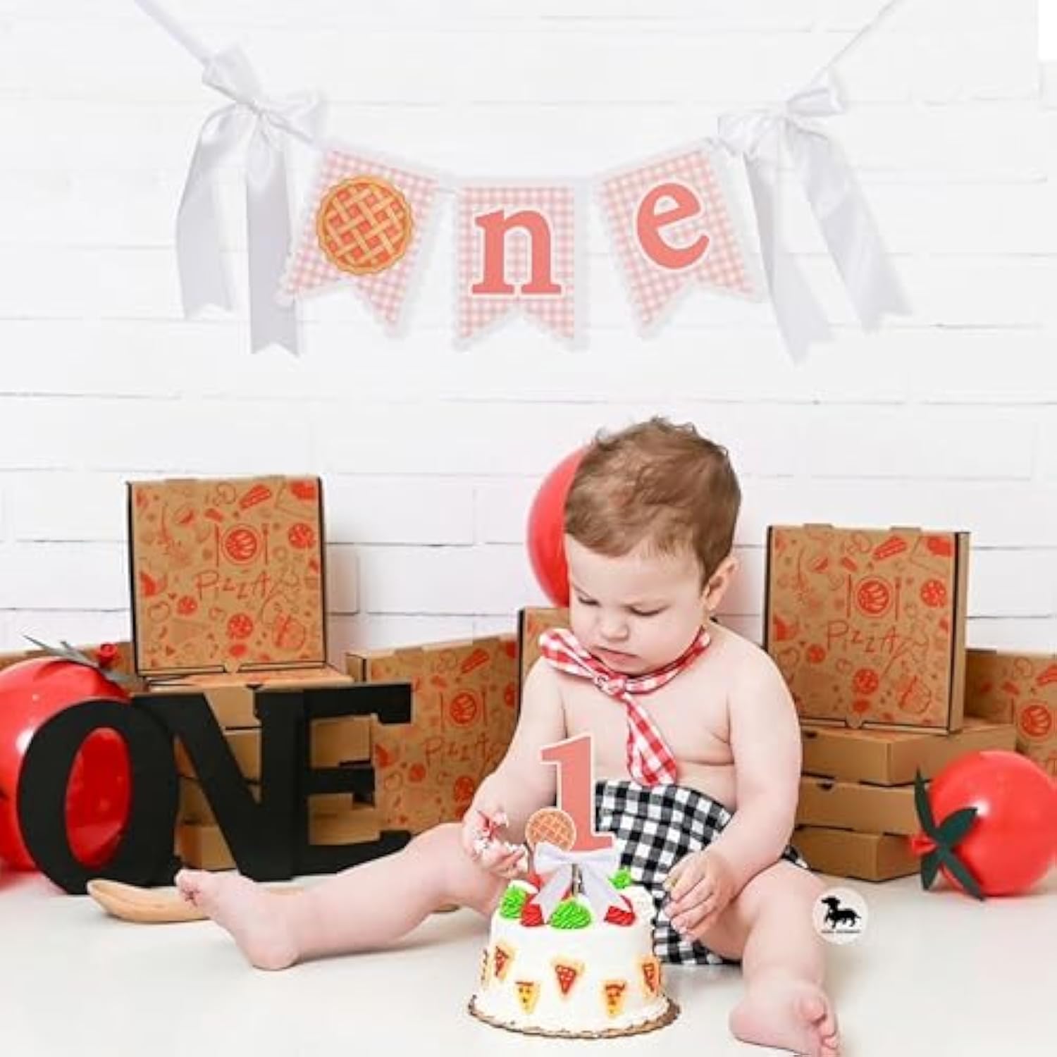 One Cutie Pie High Chair Banner & Cake Topper - Fall 1St Birthday Party Decorations,Sweet Pie Cake Topper,First Fall Birthday Banner With Bows,Princess Party Decorations Set Photo Props