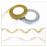 4 Rolls 100 Yards Christmas Ribbons 3/8" Wide, Metallic Glitter Organz