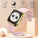 2 Pack For Apple Watch Series 3 2 1 Tempered Glass Screen Protector Case 42Mm, Plated Hard Full Coverage Cover Shockproof Iwatch Bumper (Gold+Gold)