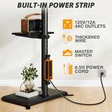Floor TV Stand with Power Outlet, TV Mount Stand for 32-65 inch TVs up to 88 lbs, Swivel TV Stand Mount with Height Adjustment and Safety Wood Base