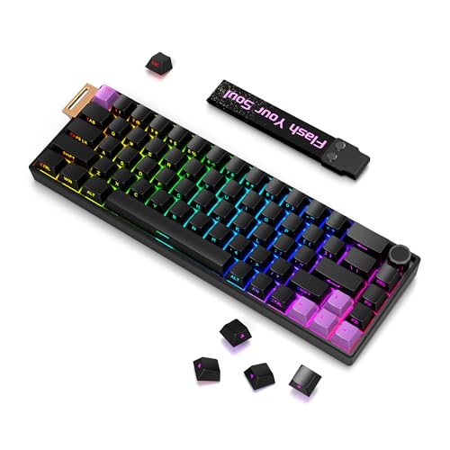 66Pro-Flash Aluminum Magnetic Switch Gaming Keyboard,Tmr/He Keyboard Gaming 65% Hall Effect,Rgb Hotswap 0.01Mm Hyper-Fast 8K Hz Polling Rate,Pbt Side Printed Keycaps Mechanical Keyboard With Knob