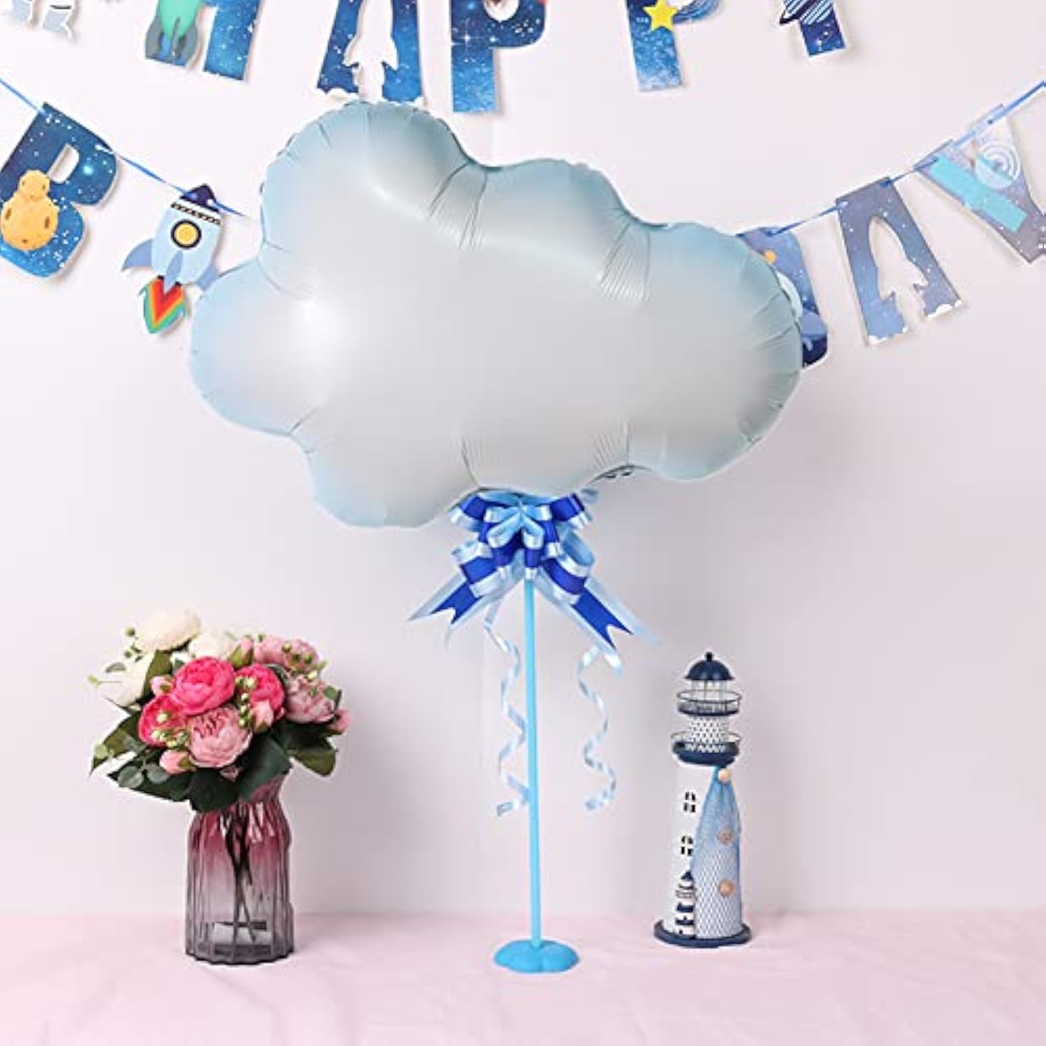 12pcs White Cloud Foil Balloons for Baby Shower Birthday Wedding Themed Party Decorations