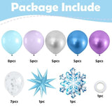Frozen Balloons, Blue Silver Purple Clear Balloons With Snowflake Balloon For Kids Winter Frozen Birthday Snow Party Baby Shower Wedding Backdrop Decorations