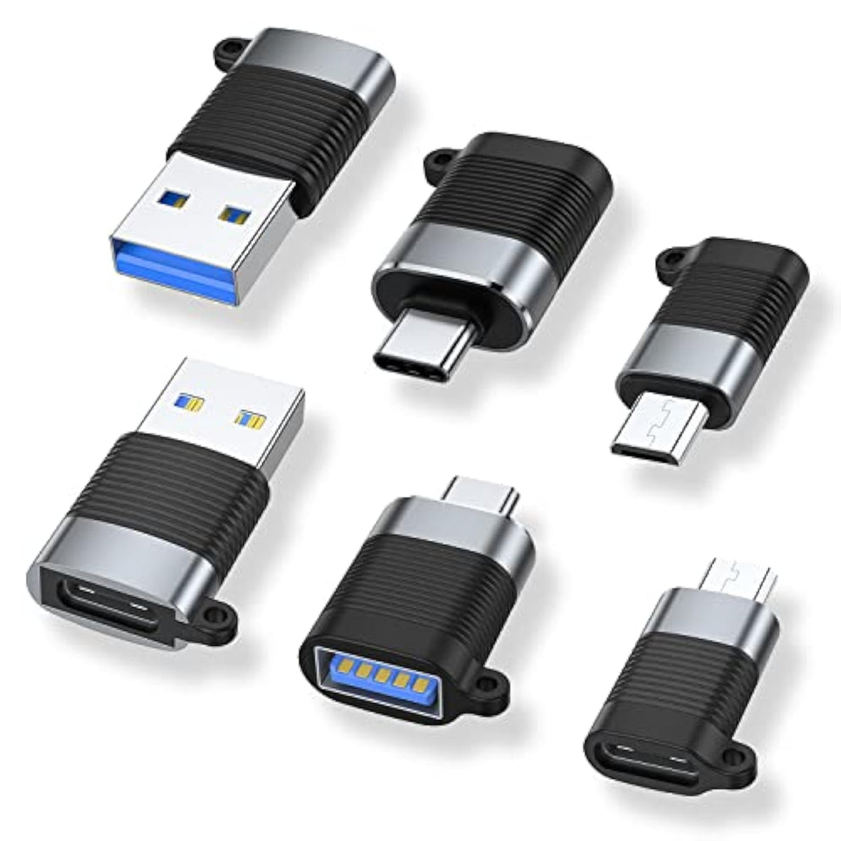 Usb C Adapter (6 Pack), Micro Usb Male To Usb C Female, Usb 3.0 Male To Usb C Female, Usb Type-C Male To Usb 3.0 Female Converter Connector