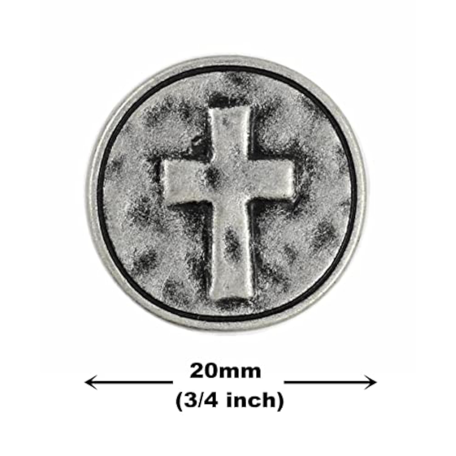 12 Pieces Cross Symbol Metal Shank Buttons. 20Mm (3/4 Inch) (Antique S