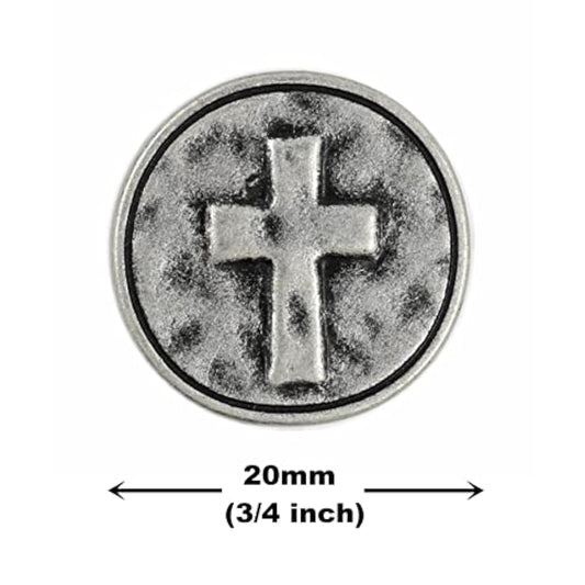12 Pieces Cross Symbol Metal Shank Buttons. 20Mm (3/4 Inch) (Antique S
