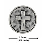 12 Pieces Cross Symbol Metal Shank Buttons. 20Mm (3/4 Inch) (Antique S