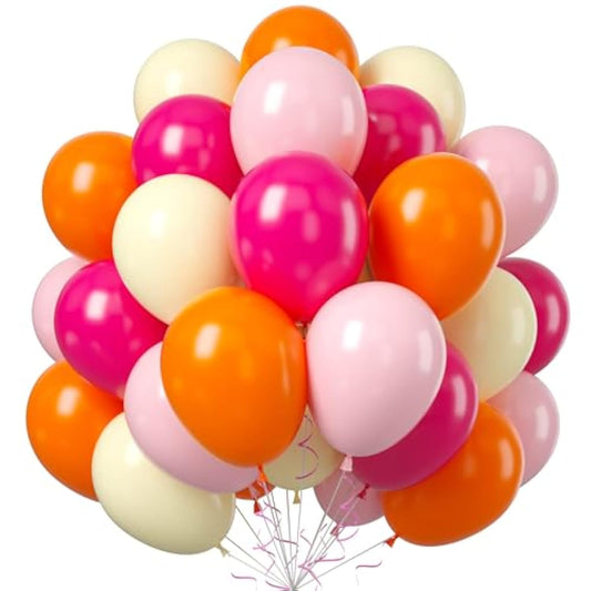 Balloons Pink Orange Yellow, 50Pcs Pink Yellow Orange Balloon Arch Kit, Latex Party Balloons For Birthday Decoration Wedding Baby Shower Engagement Diy Hula Hoop Balloons Decoration Party Supplies