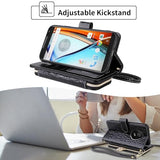 Argyle Wallet Case for Moto G5 with Crossbody/Wrist Strap Luxury PU Leather Kickstand Zipper Purse Shockproof Card Holder Cell Phone Cover for
