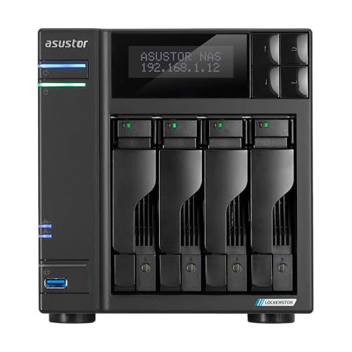 Lockerstor 4 Gen2+ As6704T V2 4 Bay Nas Storage, Intel Quad-Core 2.0Ghz Cpu, Dual 5Gbe Ports, 4Gb Ram Ddr4, 4 M.2 Ssd Slots, Hdmi, Network Attached Storage (Diskless)