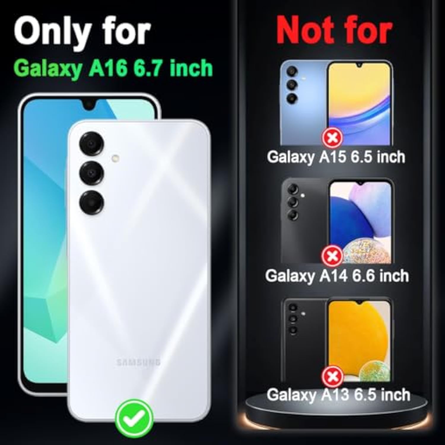 Glow in the Dark Heavy Duty Shockproof Case for Samsung Galaxy A16 5G 6.7 inch, Purple, 3 in 1 Design with Plastic Bumper and Silicone Inner Frame