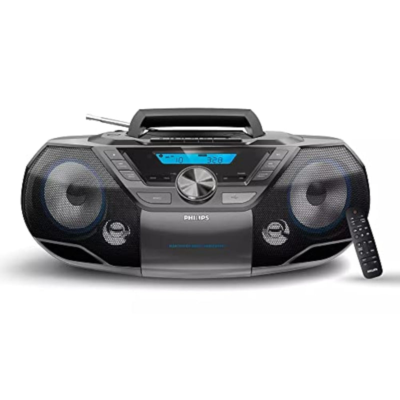 Philips Portable Cd Player Boombox Bluetooth With Cassette Player All In One Powerful Stereo Boom Box Cd Player For Home Mega Bass Reflex Speakers, Radio/Usb/Mp3/Aux Input With Backlight Lcd Display
