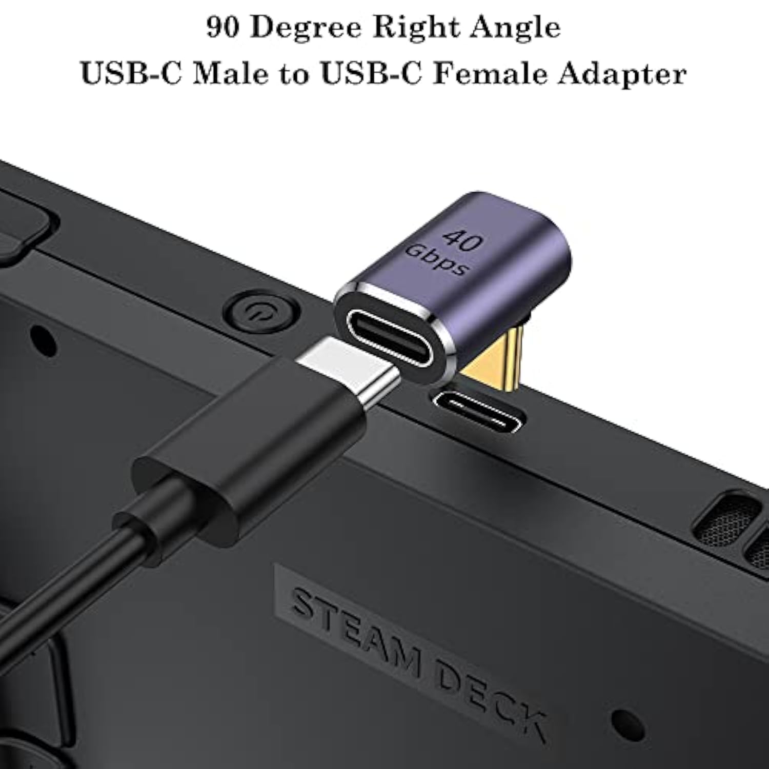 90 Degree Usb C Adapter (2 Pack), Usb C Male To Usb C Female Right Angle Conne