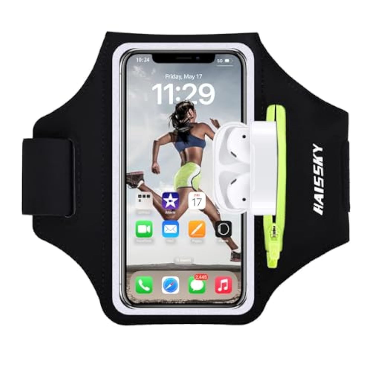 Running Armband with Zipper Pocket Sweatproof Phone Holder for iPhone Galaxy