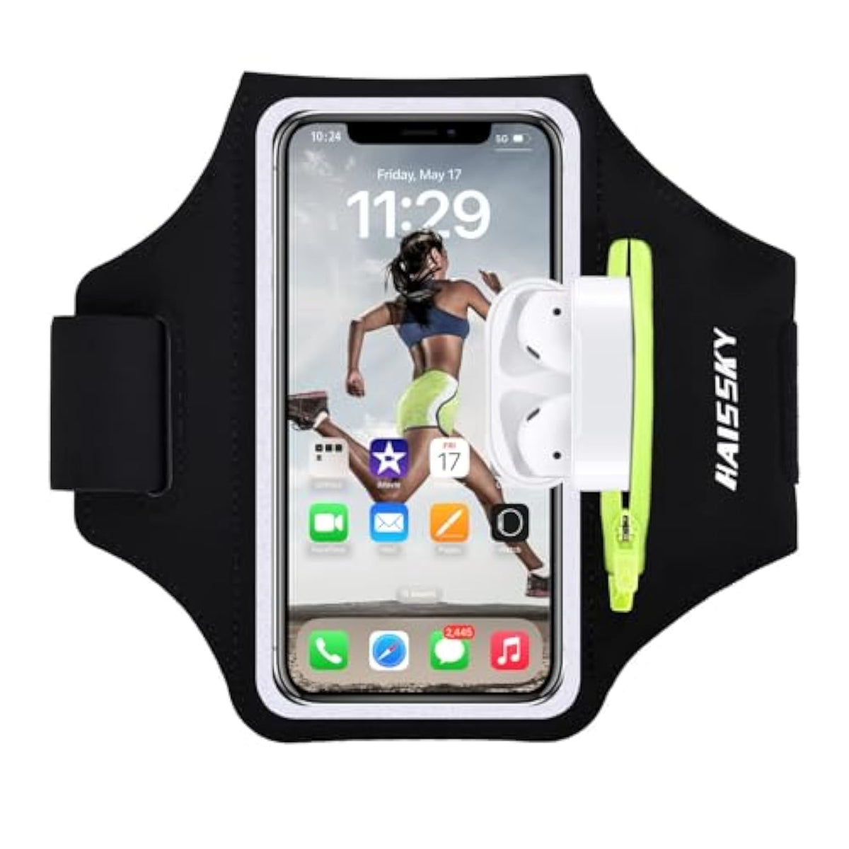 Running Armband with Zipper Pocket Sweatproof Phone Holder for iPhone Galaxy