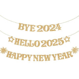 Glitter Gold Happy New Year Banner 10ft Bye 2025 Hello 2026 Party Decor