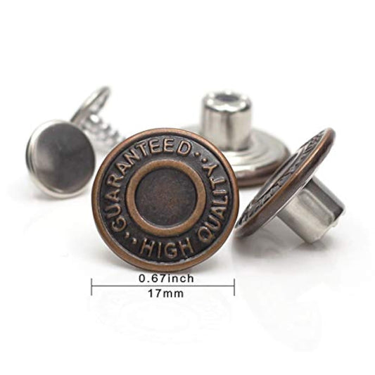 17Mm Brass Jeans Buttons, No Sew Metal Buttons Tack Buttons Replacemen