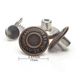 17Mm Brass Jeans Buttons, No Sew Metal Buttons Tack Buttons Replacemen