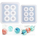 2Pcs Sphere Ball Silicone Bead Molds With Holes Round Resin Epoxy Mold For Jewelry, Polymer Clay, Soap Making, Cabochon Gemstone Diy Crafting Projects,Diameter 12Mm, 16Mm (Sphere Ball 2 In Set)