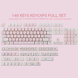 Pbt 148 Keys Cute Keycaps Dye-Sublimation Bunny Keycaps Set Moa Profile For Cherry Gateron Mx Keys Mechanical Keyboards
