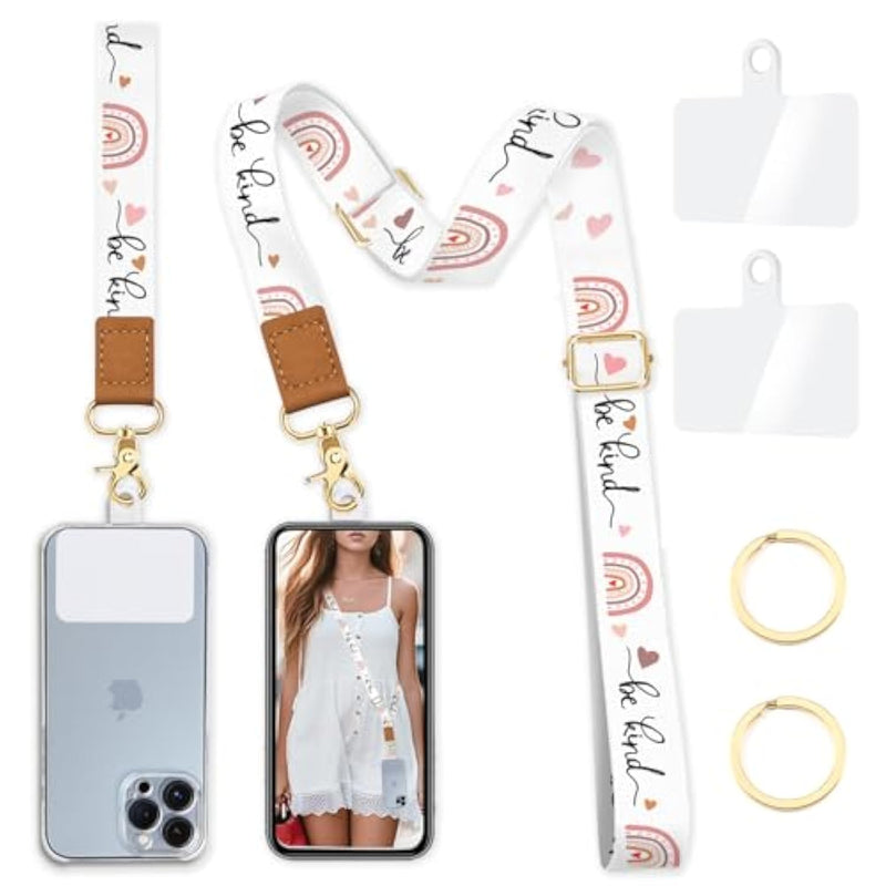 Phone Lanyard Wrist Strap Crossbody, Be Kind Cell Phone Lanyard For Around The Neck Wristlet Adjustable Strap, Rainbow Cute For Keys Id Badges Accessories