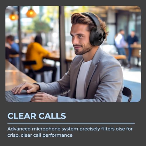 E11-A Active Noise Cancelling Headphones Wireless Bluetooth Headphones with Rich Bass, Wireless Headphones with Clear Calls, Bluetooth 5.0, 30 Hours