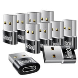 Usb To Usbc Adapter 10 Pack,Usbc Female To Usba Male Adapter,Usb Adapters,Type C Cable Converter For Iphone 15 14 13,Ipad,Apple Watch,Charger,Phones,Black