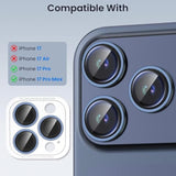 Compatible For Iphone 17 Pro/17 Pro Max Camera Lens Protector, Explosion-Proof 9H Tempered Glass With Metal Original Style Ring, Hd, Anti-Scratch Lens Protection Cover, Case Friendly (Blue)