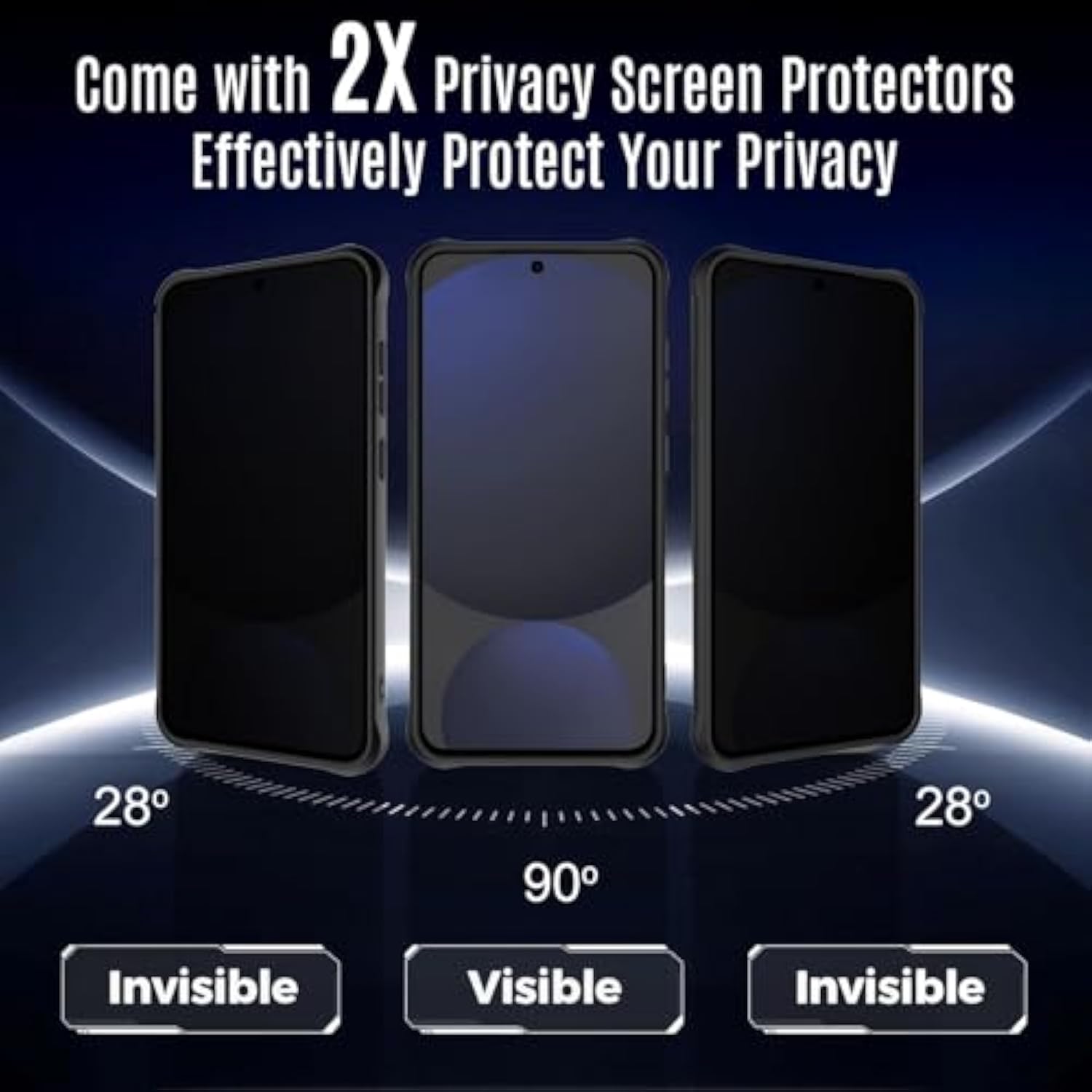 For Galaxy S24-Fe Case With Privacy Screen Protector X2, Compatible With Magsafe, Camera Protection, 15Ft Drop Protection, Slim & Light Magnetic Case For Samsung Galaxy S24 Fe, Black