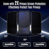For Galaxy S24-Fe Case With Privacy Screen Protector X2, Compatible With Magsafe, Camera Protection, 15Ft Drop Protection, Slim & Light Magnetic Case For Samsung Galaxy S24 Fe, Black