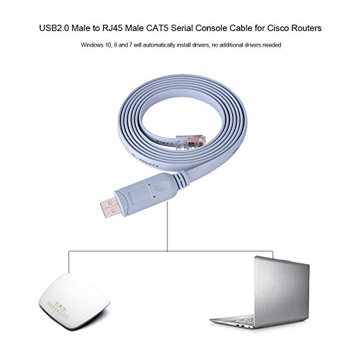 USB2.0 Male to RJ45 Male CAT5 Console Cable for, USB2.0 Male to RJ45 Male, 10/8/7 with Direct Laptop Connection, Data Transfer