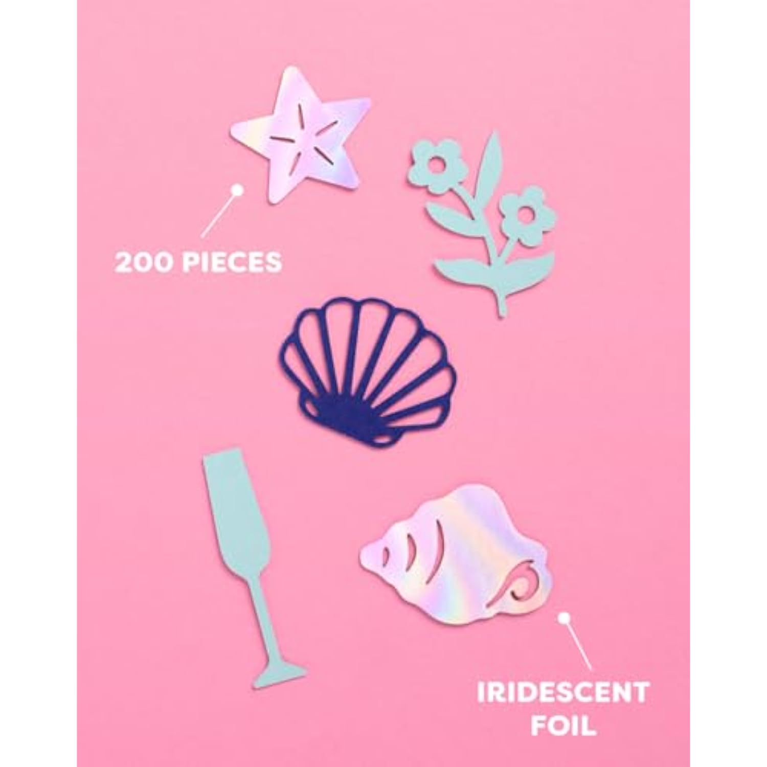 Coastal Party Foil Confetti - 200 Pc | Beach Engagement Party Decoration, Bachelorette Table Decor, Bridal Shower Supplies, Beach Birthday Tablescape