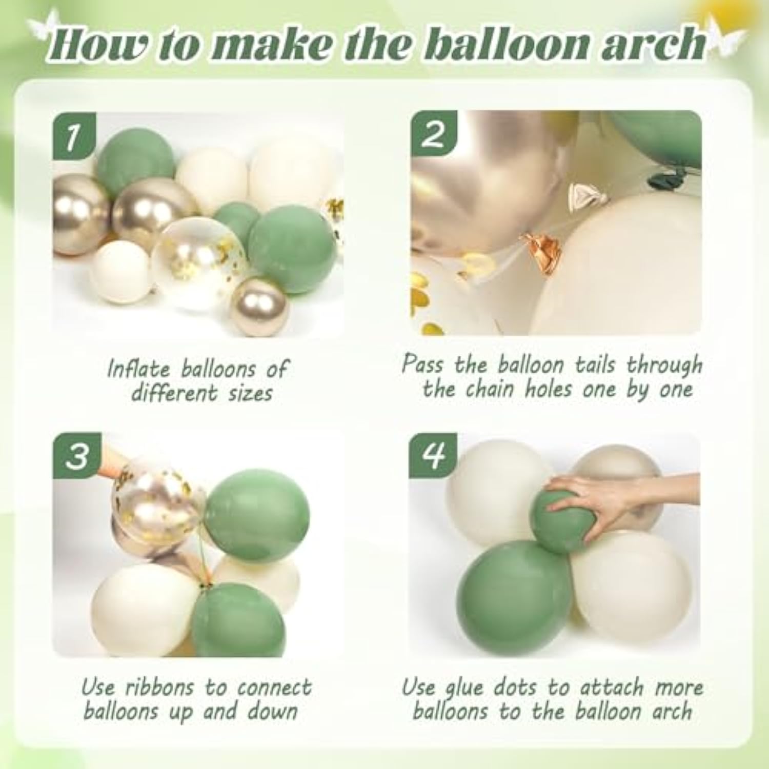 Sage Green Birthday Decorations With Balloons, Banner, Fringe Curtains, Confetti Balloons, Glue Dots, Ribbon, Decorative Strips For Women'S Birthday Parties