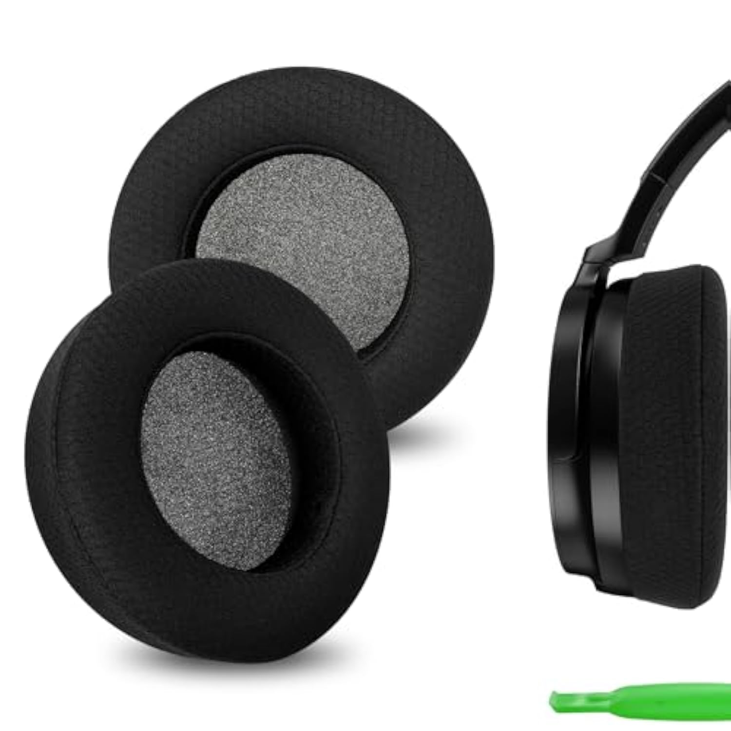 Geekria Comfort Mesh Fabric Replacement Ear Pads Compatible with Corsair Virtuoso PRO Headphones, Repair Parts (Black)